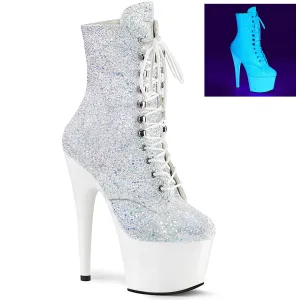 ADORE-1020LG Pleaser Neon White Multi Glitter Sexy Platform Shoes (Pole Dancing Heels)