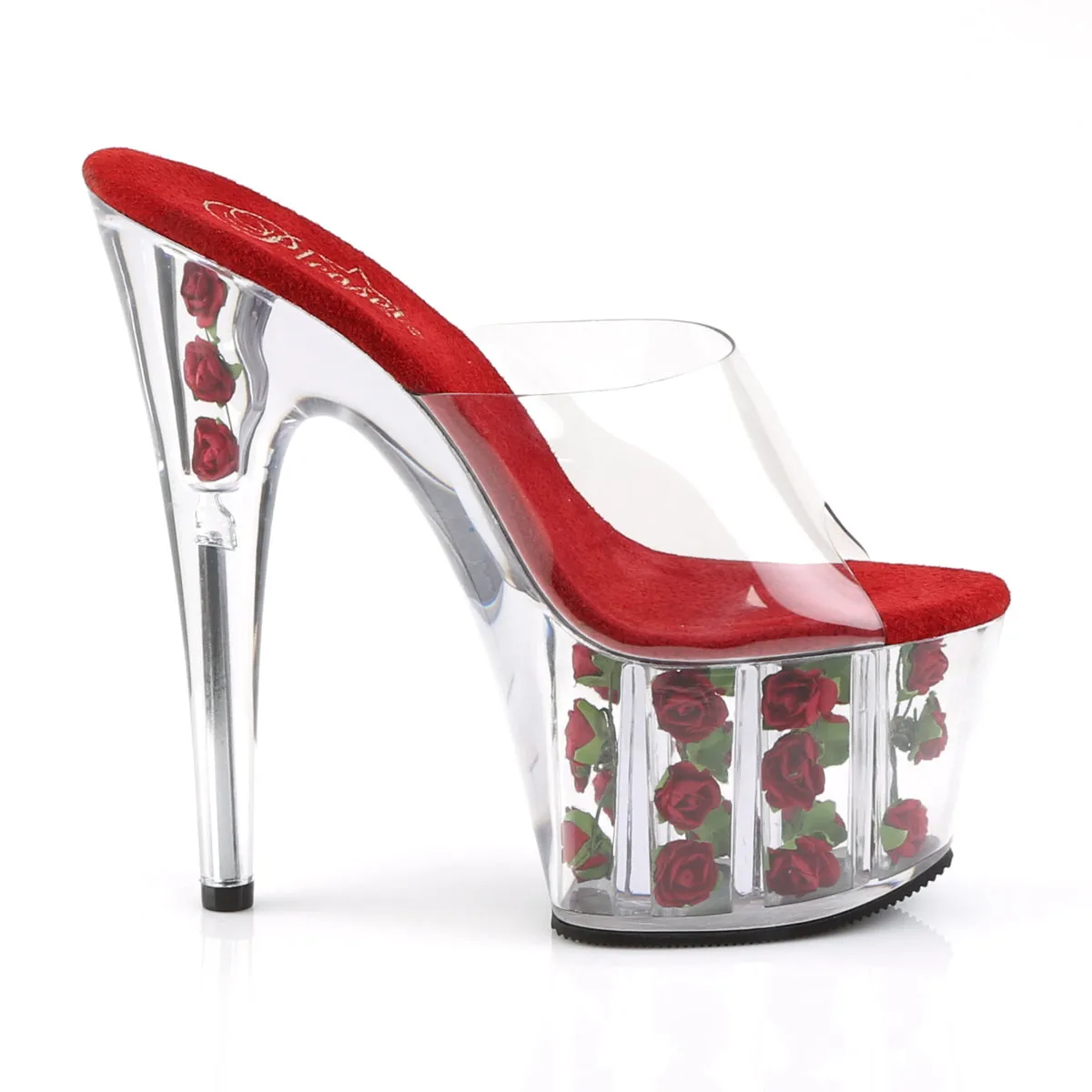 ADORE-701FL Pleaser Clear/Red Flowe Sexy Platform Shoes (Pole Dancing Heels)