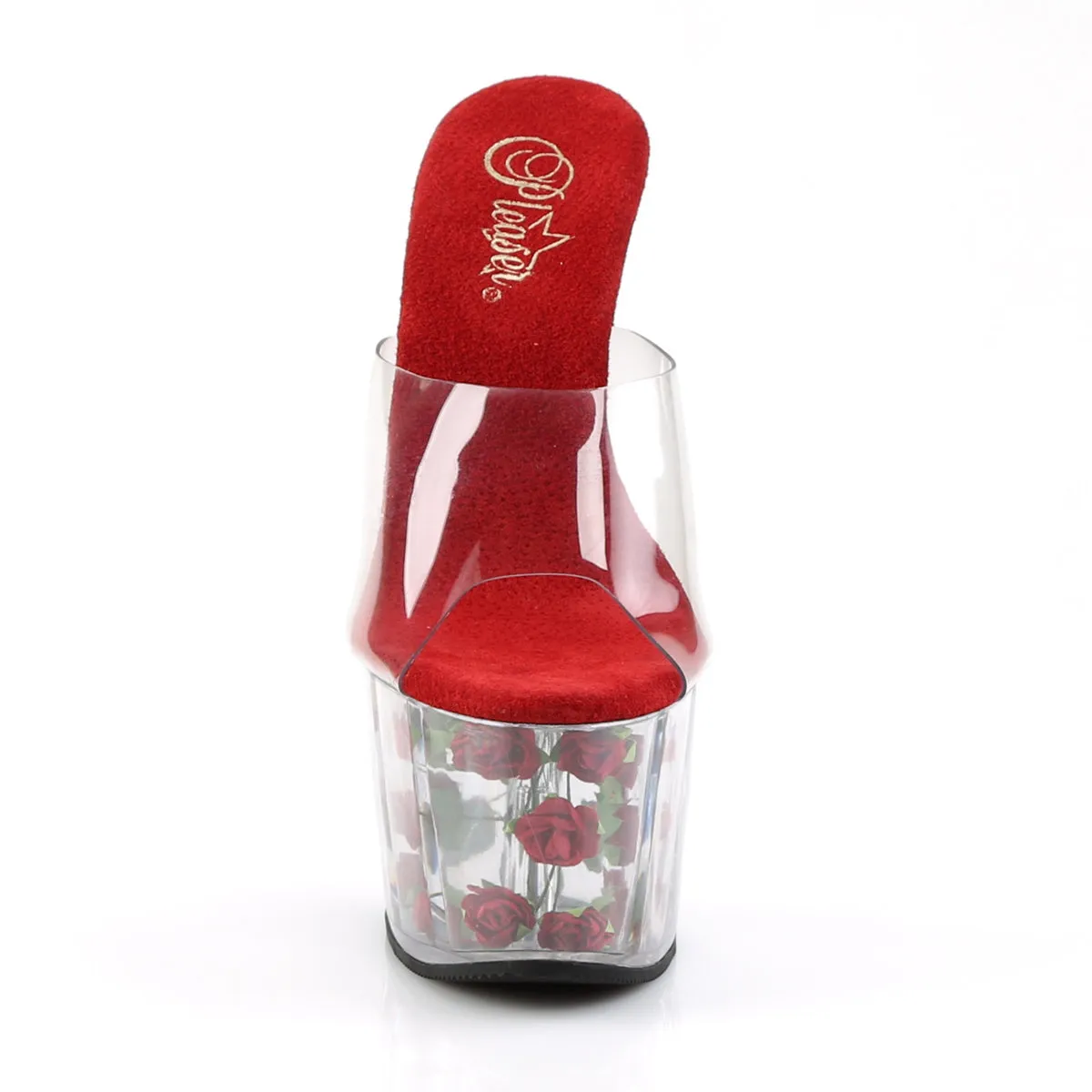 ADORE-701FL Pleaser Clear/Red Flowe Sexy Platform Shoes (Pole Dancing Heels)