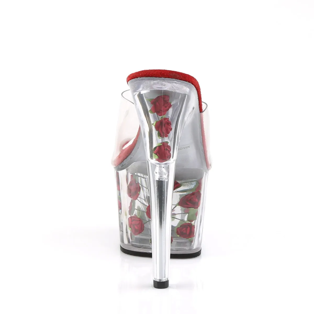 ADORE-701FL Pleaser Clear/Red Flowe Sexy Platform Shoes (Pole Dancing Heels)