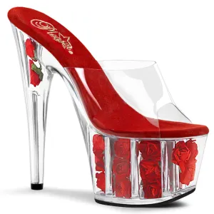 ADORE-701FL Pleaser Clear/Red Flowe Sexy Platform Shoes (Pole Dancing Heels)
