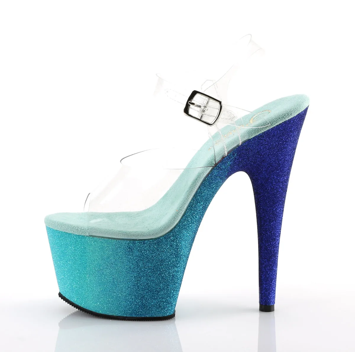 ADORE-708OMBRE Pleaser Clear/Aqua Sexy Platform Shoes (Pole Dancing Heels)