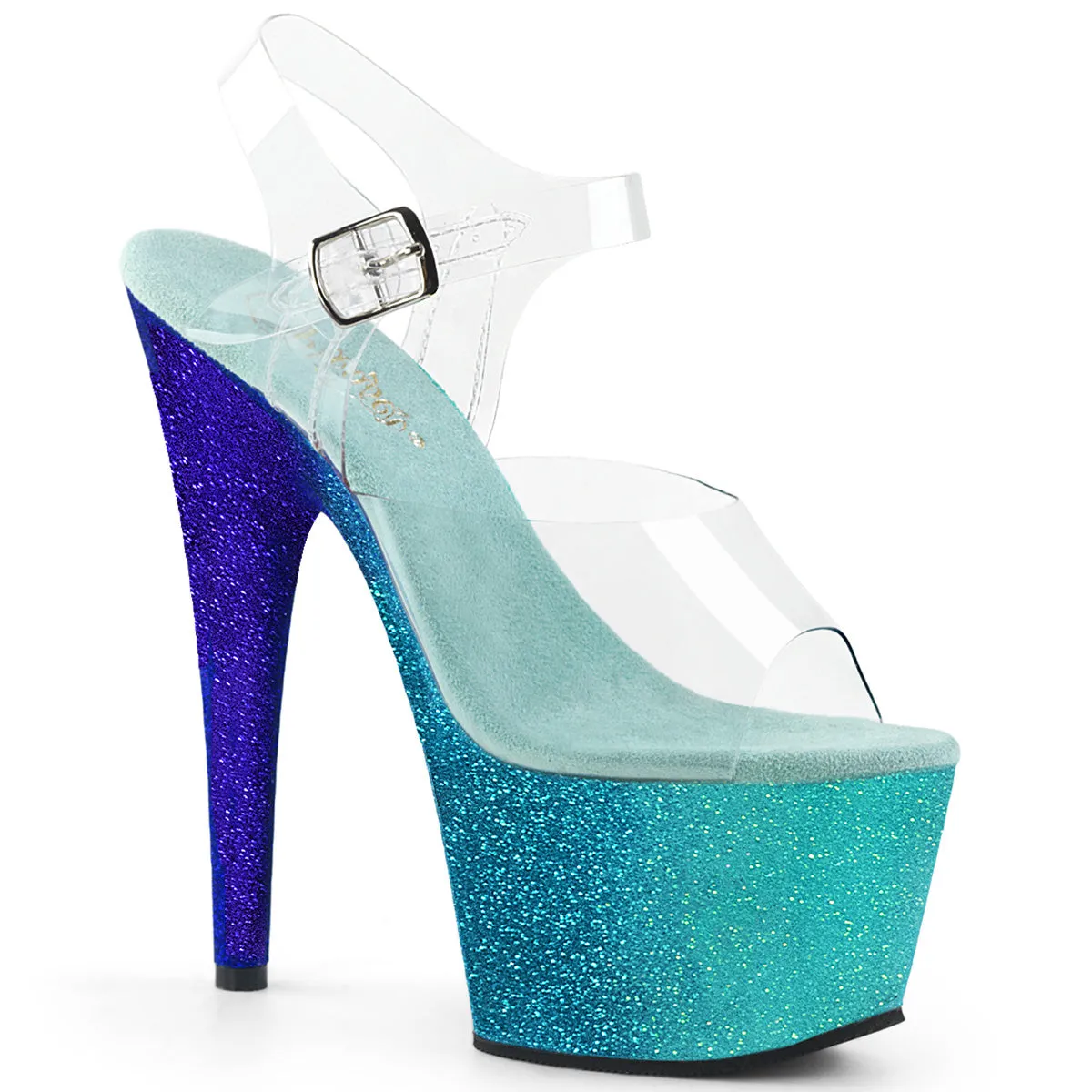 ADORE-708OMBRE Pleaser Clear/Aqua Sexy Platform Shoes (Pole Dancing Heels)