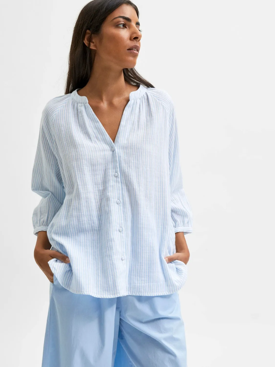 Alberta 3/4 Shirt - Blue Bell