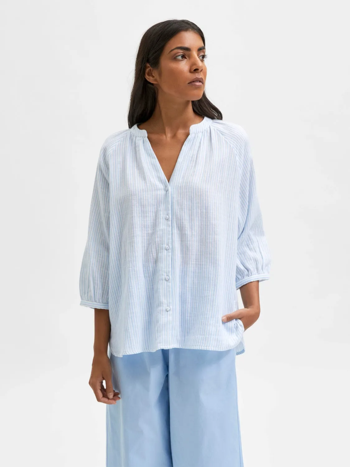 Alberta 3/4 Shirt - Blue Bell