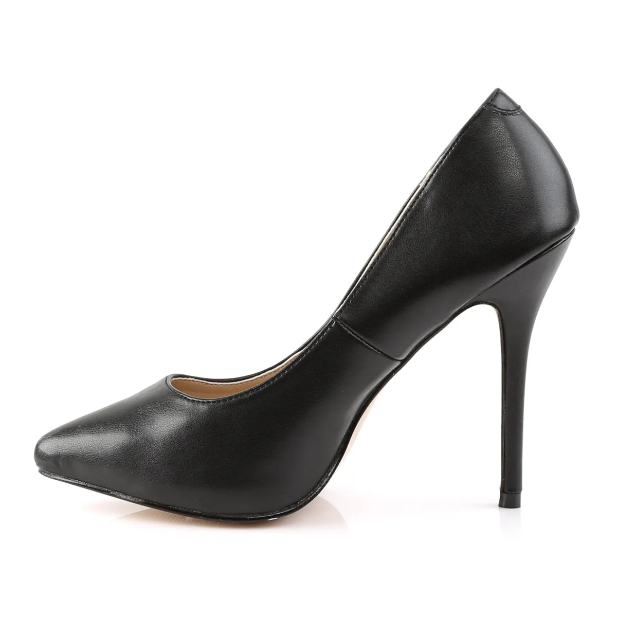 AMUSE-20 Pleaser Black Faux Leather Sexy Single Sole Shoes (Fetish Footwear)