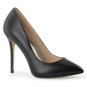 AMUSE-20 Pleaser Black Faux Leather Sexy Single Sole Shoes (Fetish Footwear)