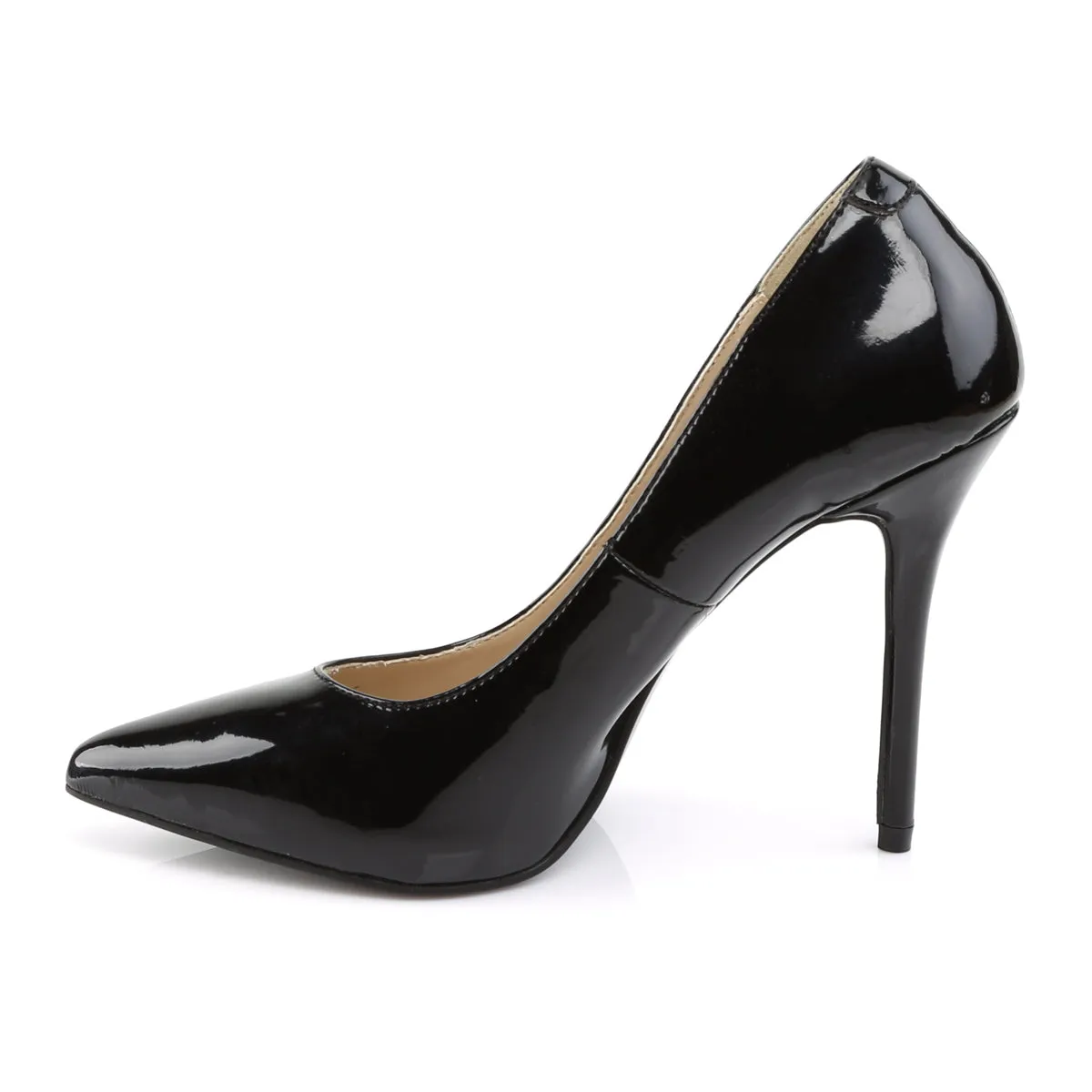 AMUSE-20 Pleaser Black Patent Sexy Single Sole Shoes (Fetish Footwear)