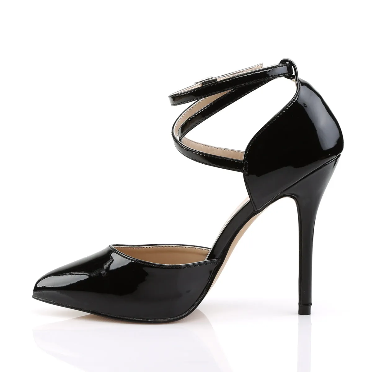 AMUSE-25 Pleaser Black Patent Sexy Single Sole Shoes (Fetish Footwear)