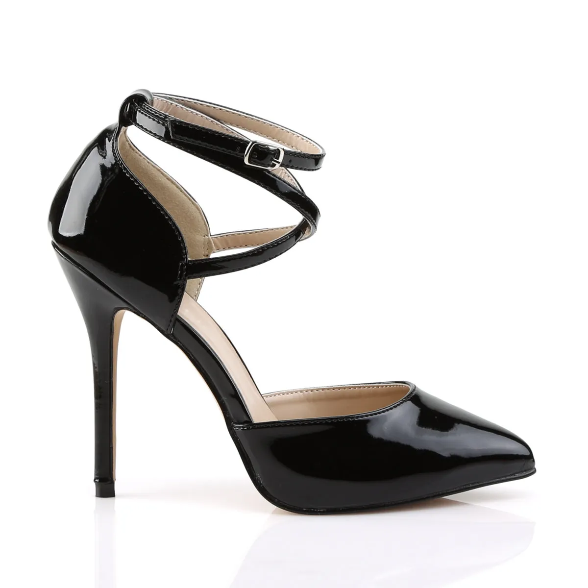 AMUSE-25 Pleaser Black Patent Sexy Single Sole Shoes (Fetish Footwear)