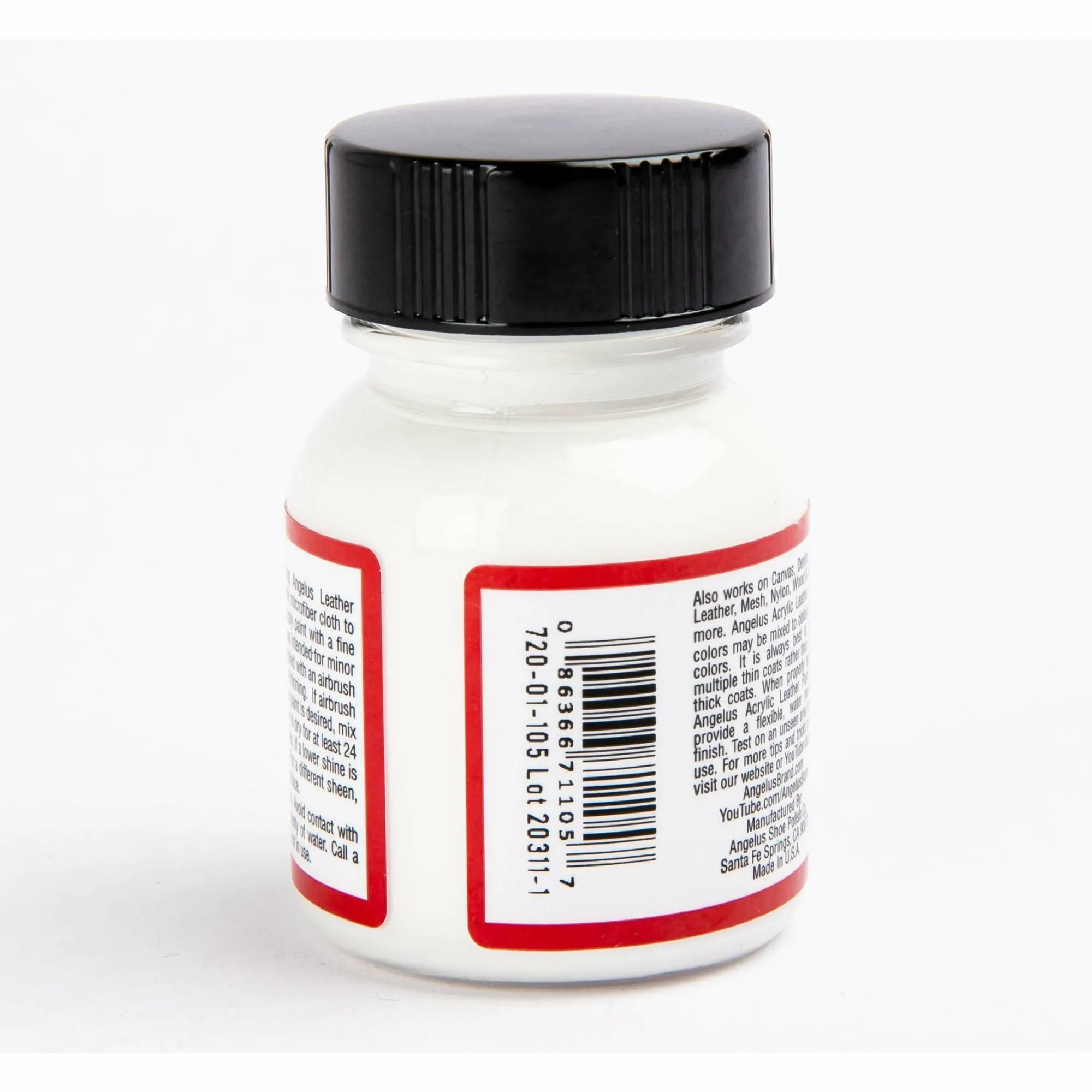 Angelus Acrylic Paint Flat White #105 29Ml Use On Leather, Vinyl Or Fabric