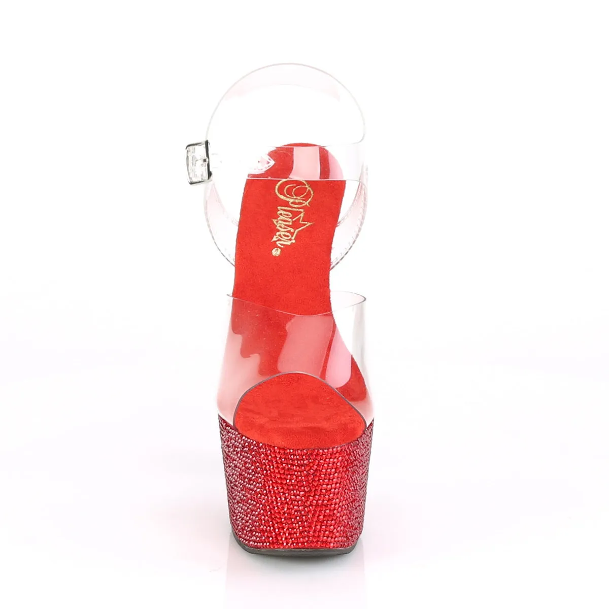 BEJEWELED-708DM Pleaser Clear/Red Sexy Platform Shoes (Pole Dancing Heels)