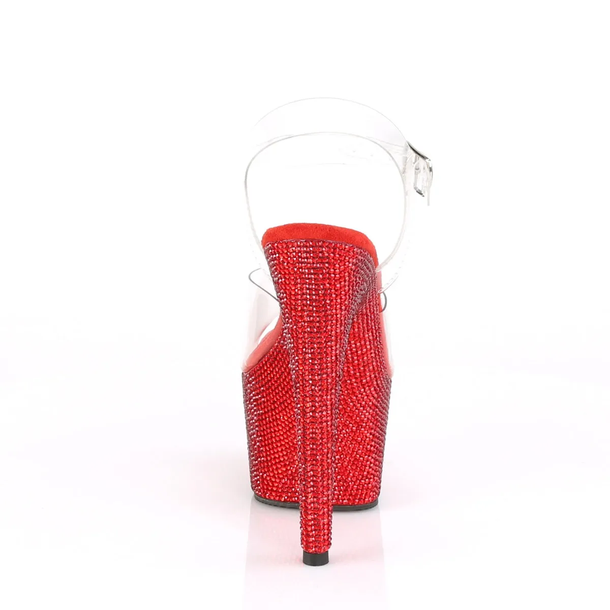 BEJEWELED-708DM Pleaser Clear/Red Sexy Platform Shoes (Pole Dancing Heels)