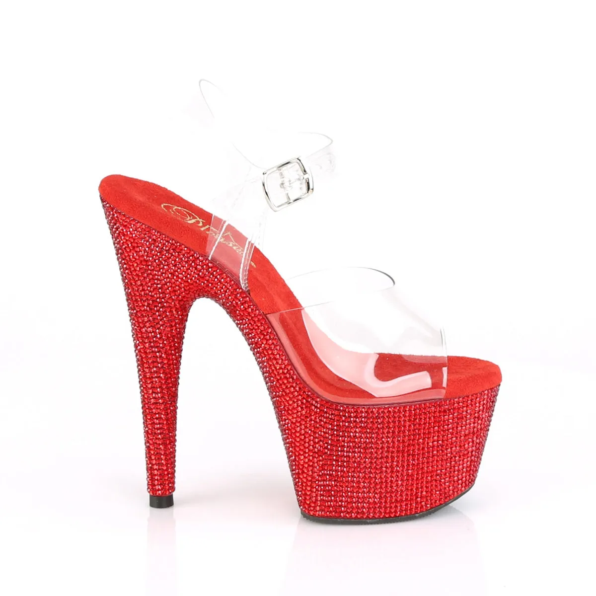 BEJEWELED-708DM Pleaser Clear/Red Sexy Platform Shoes (Pole Dancing Heels)