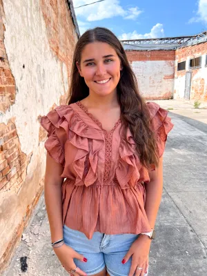 Beth Desert Rose Ruffle Top