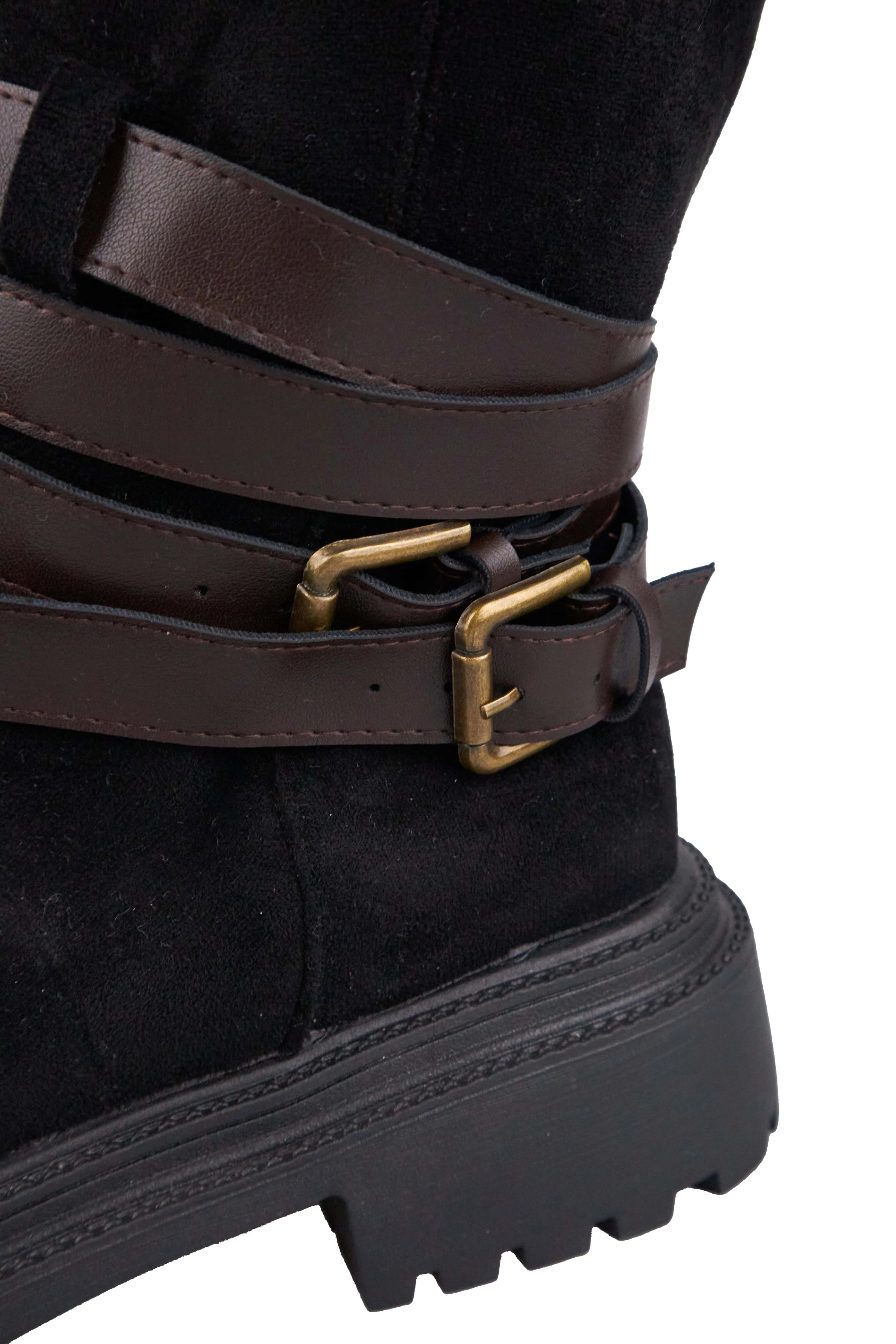Buckle Chic Faux Leather Long Boots IO430