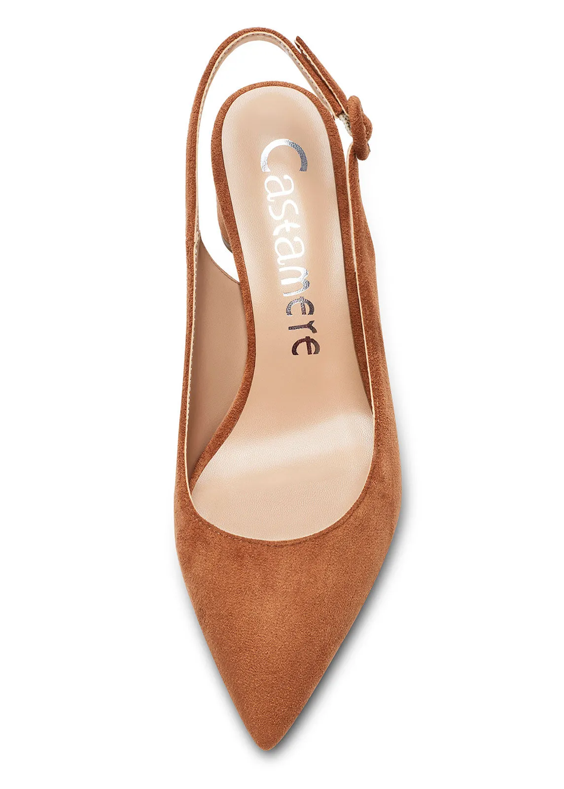 CASTAMERE Womens Chunky Block Heels Slingback Pumps Slip-on Pointy Toe 5CM Heel Sandals