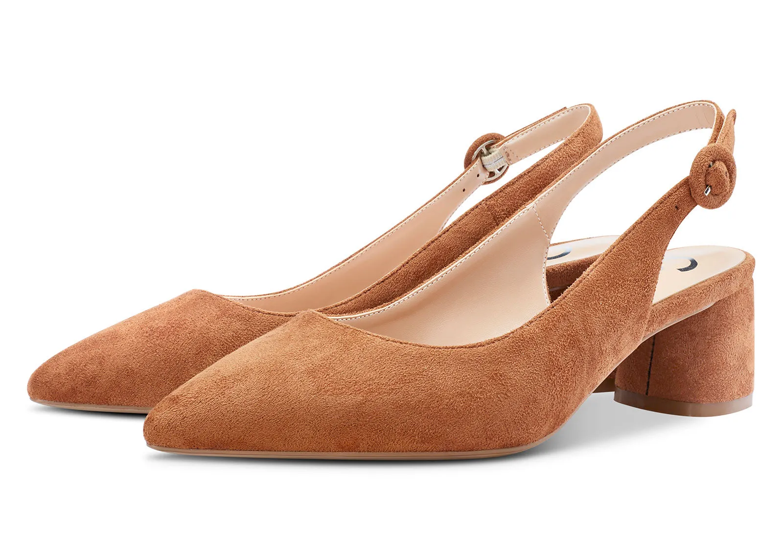 CASTAMERE Womens Chunky Block Heels Slingback Pumps Slip-on Pointy Toe 5CM Heel Sandals