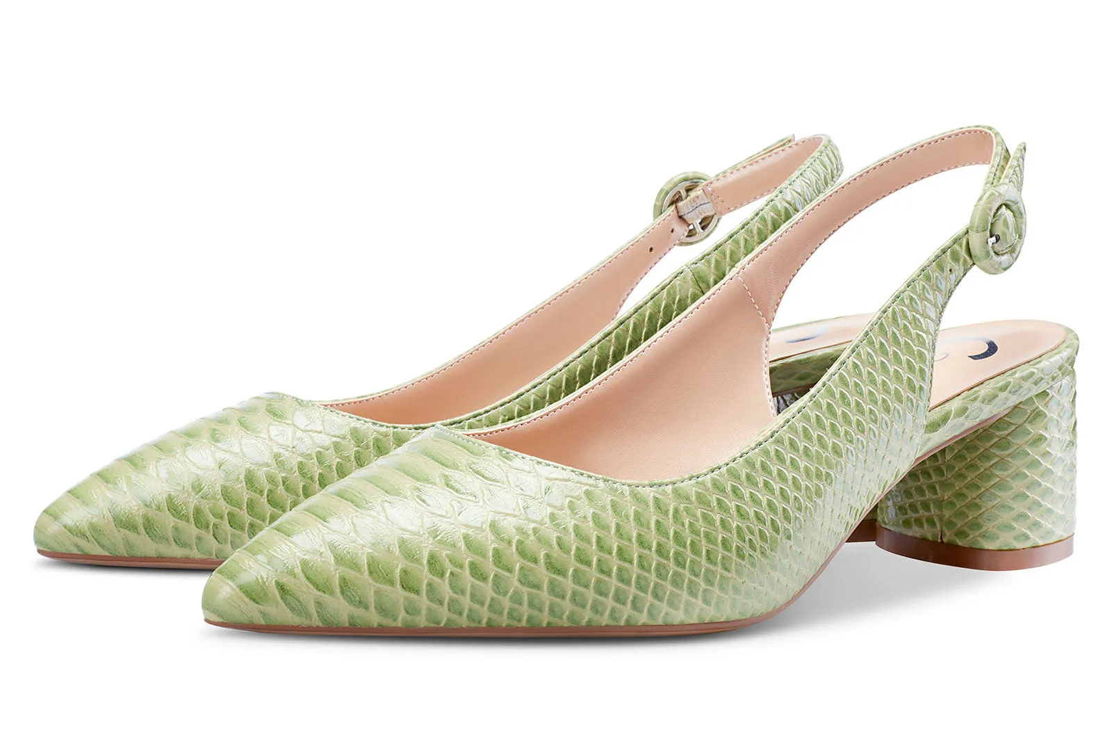 CASTAMERE Womens Chunky Block Heels Slingback Pumps Slip-on Pointy Toe 5CM Heel Sandals