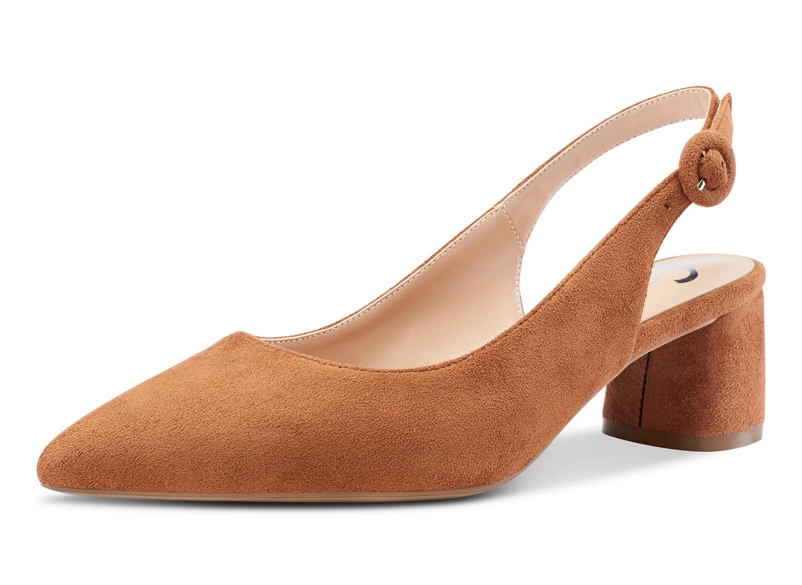 CASTAMERE Womens Chunky Block Heels Slingback Pumps Slip-on Pointy Toe 5CM Heel Sandals