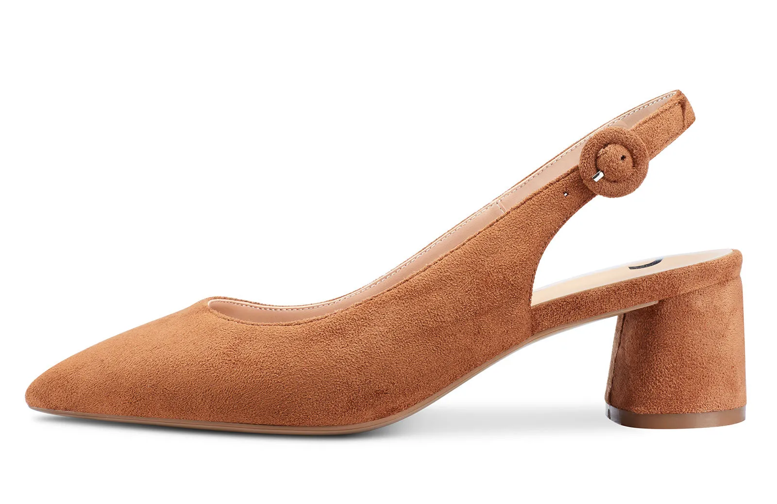 CASTAMERE Womens Chunky Block Heels Slingback Pumps Slip-on Pointy Toe 5CM Heel Sandals