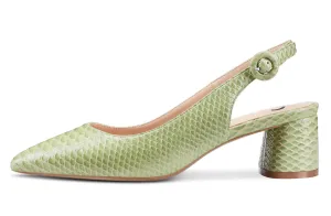 CASTAMERE Womens Chunky Block Heels Slingback Pumps Slip-on Pointy Toe 5CM Heel Sandals
