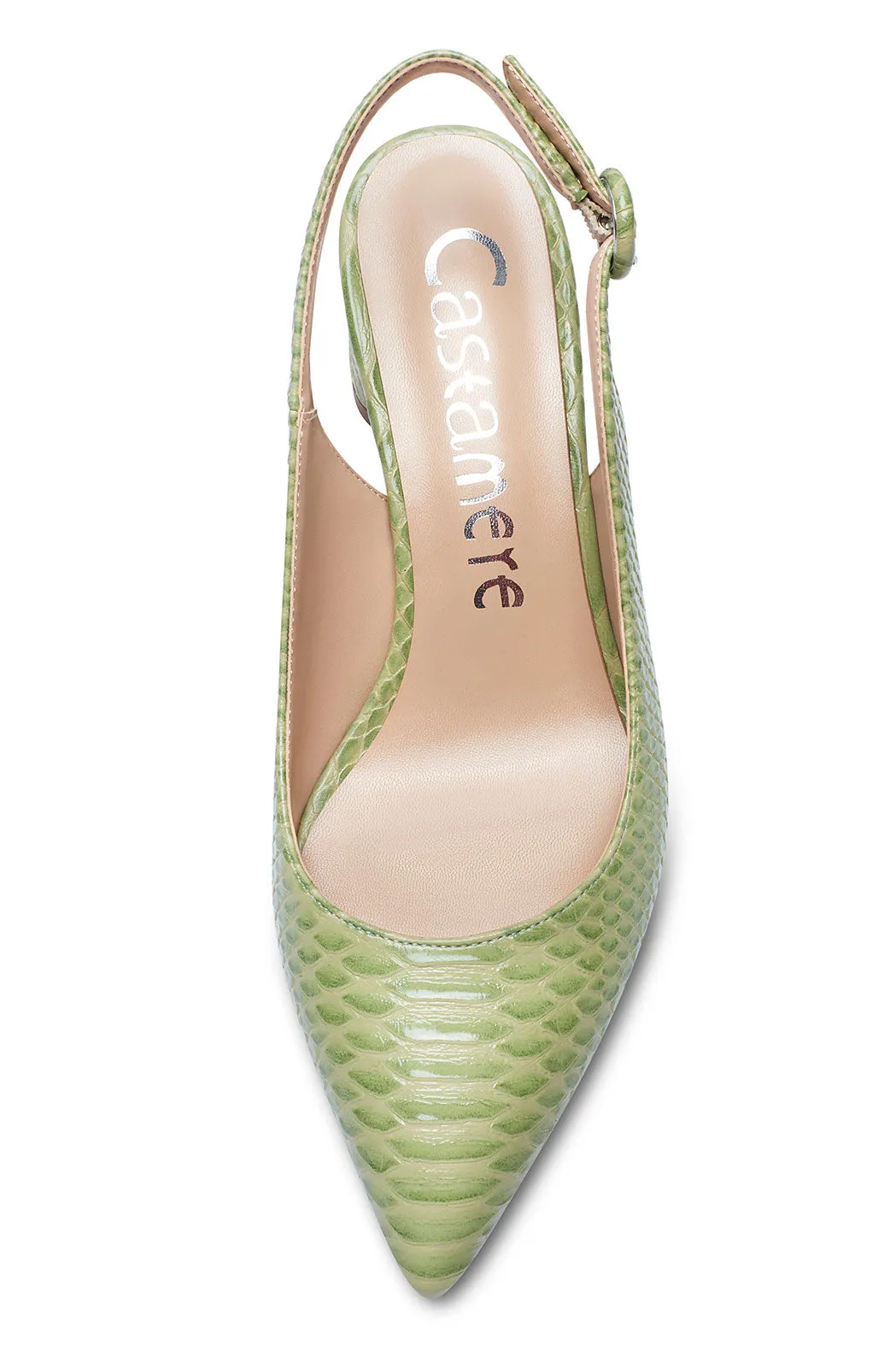 CASTAMERE Womens Chunky Block Heels Slingback Pumps Slip-on Pointy Toe 5CM Heel Sandals