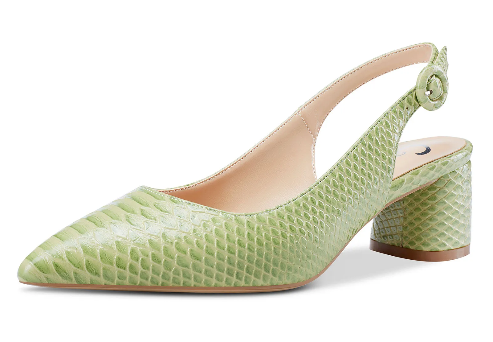 CASTAMERE Womens Chunky Block Heels Slingback Pumps Slip-on Pointy Toe 5CM Heel Sandals