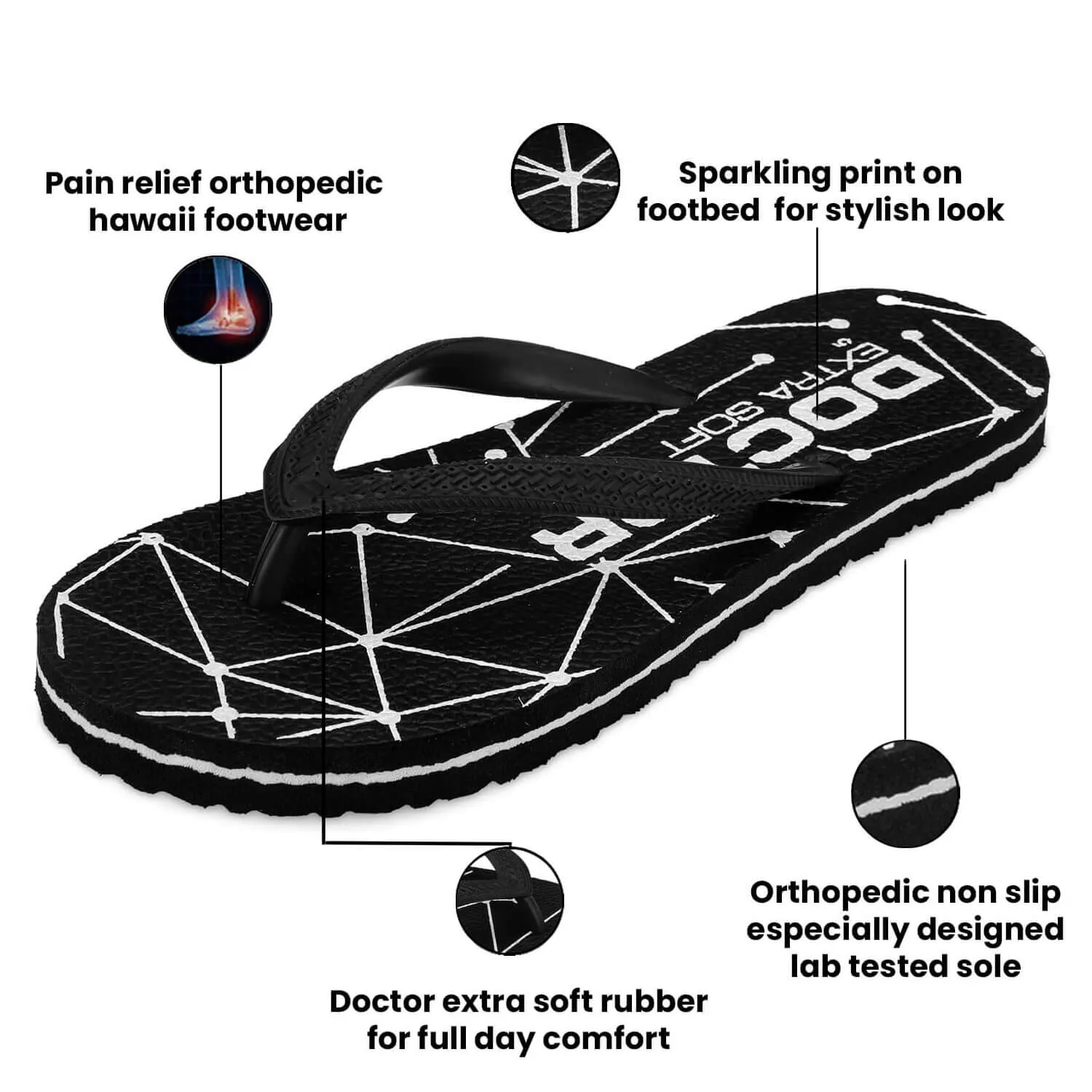 DOCTOR EXTRA SOFT Women's Slippers/Flip-Flops Hawaii OR-D-02 Lightweight & Anti Skid