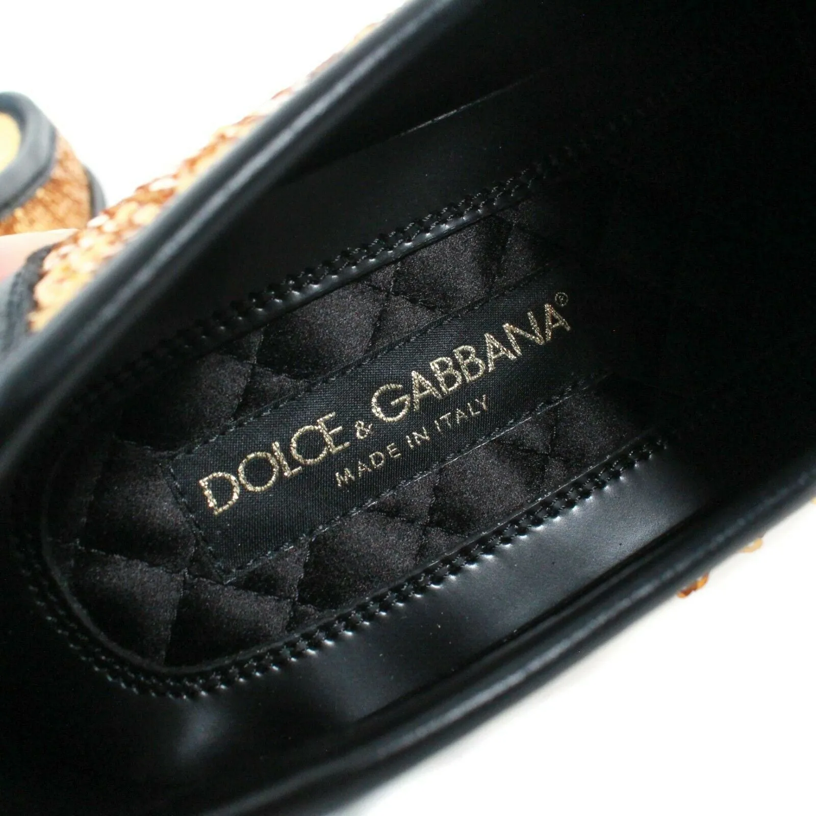 Dolce & Gabbana Sequinned Black & Bronze Loafer Shoes