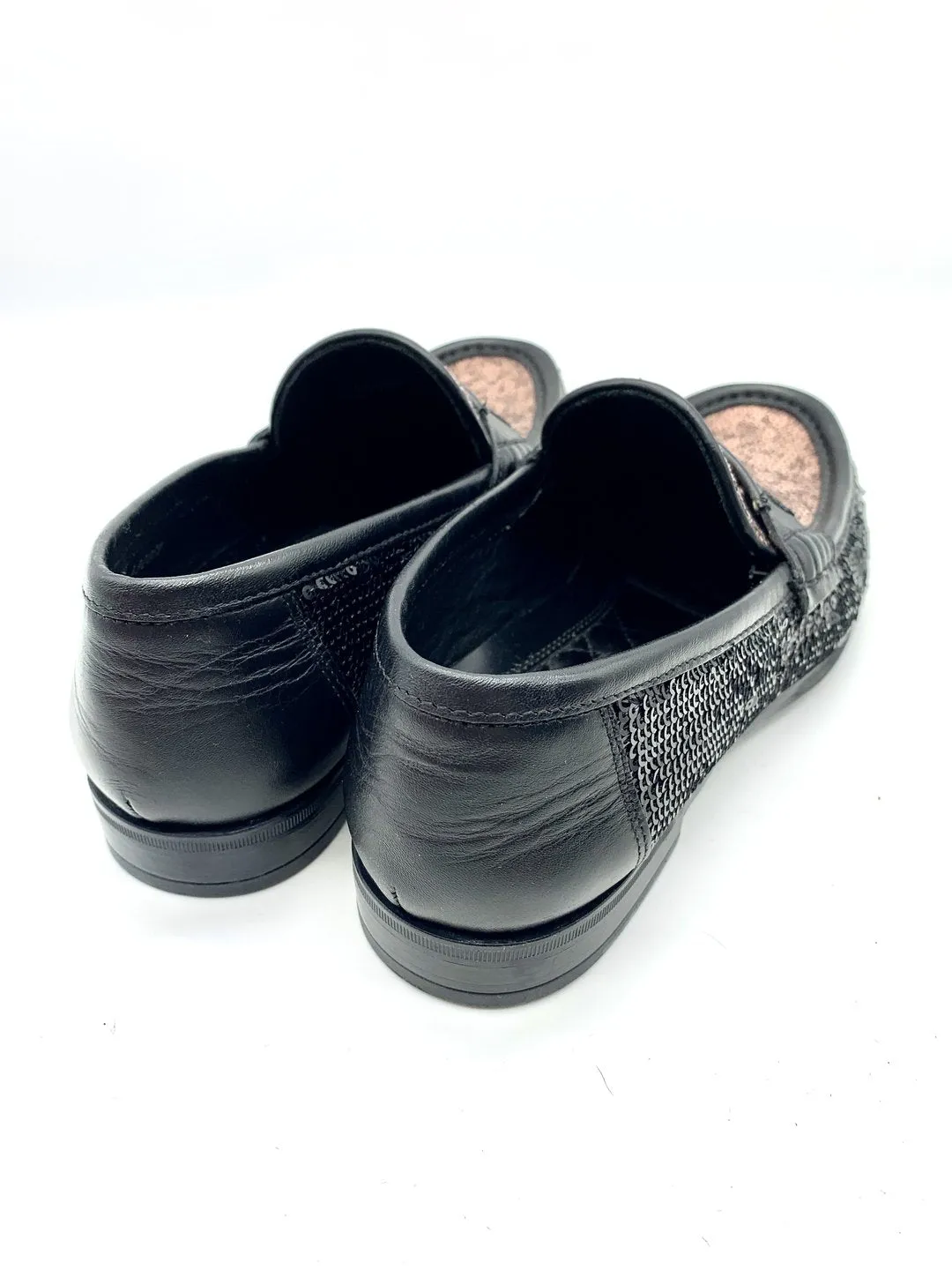 Dolce & Gabbana Sequinned Black & Bronze Loafer Shoes