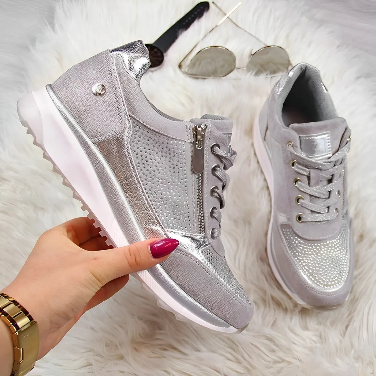 Elegant Zipper Sneakers