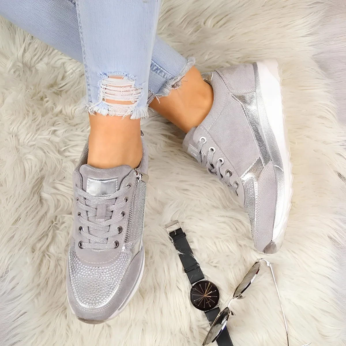 Elegant Zipper Sneakers