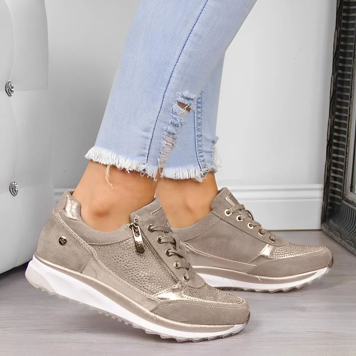 Elegant Zipper Sneakers