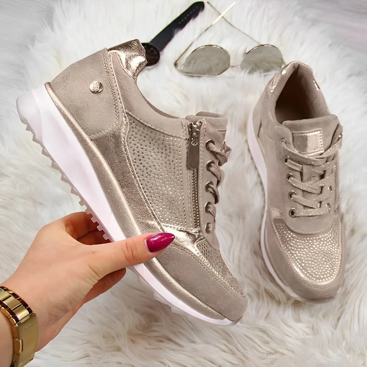 Elegant Zipper Sneakers