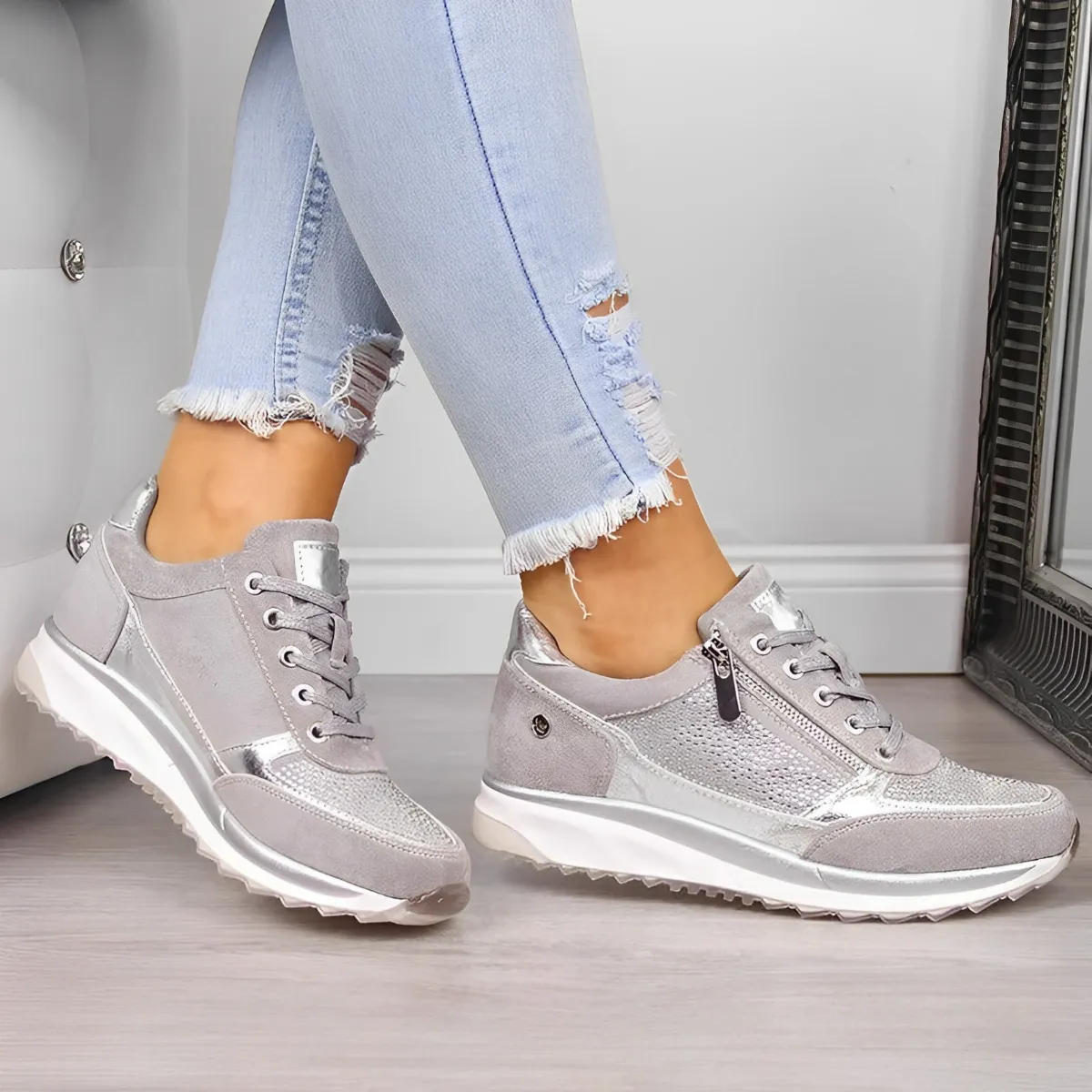 Elegant Zipper Sneakers
