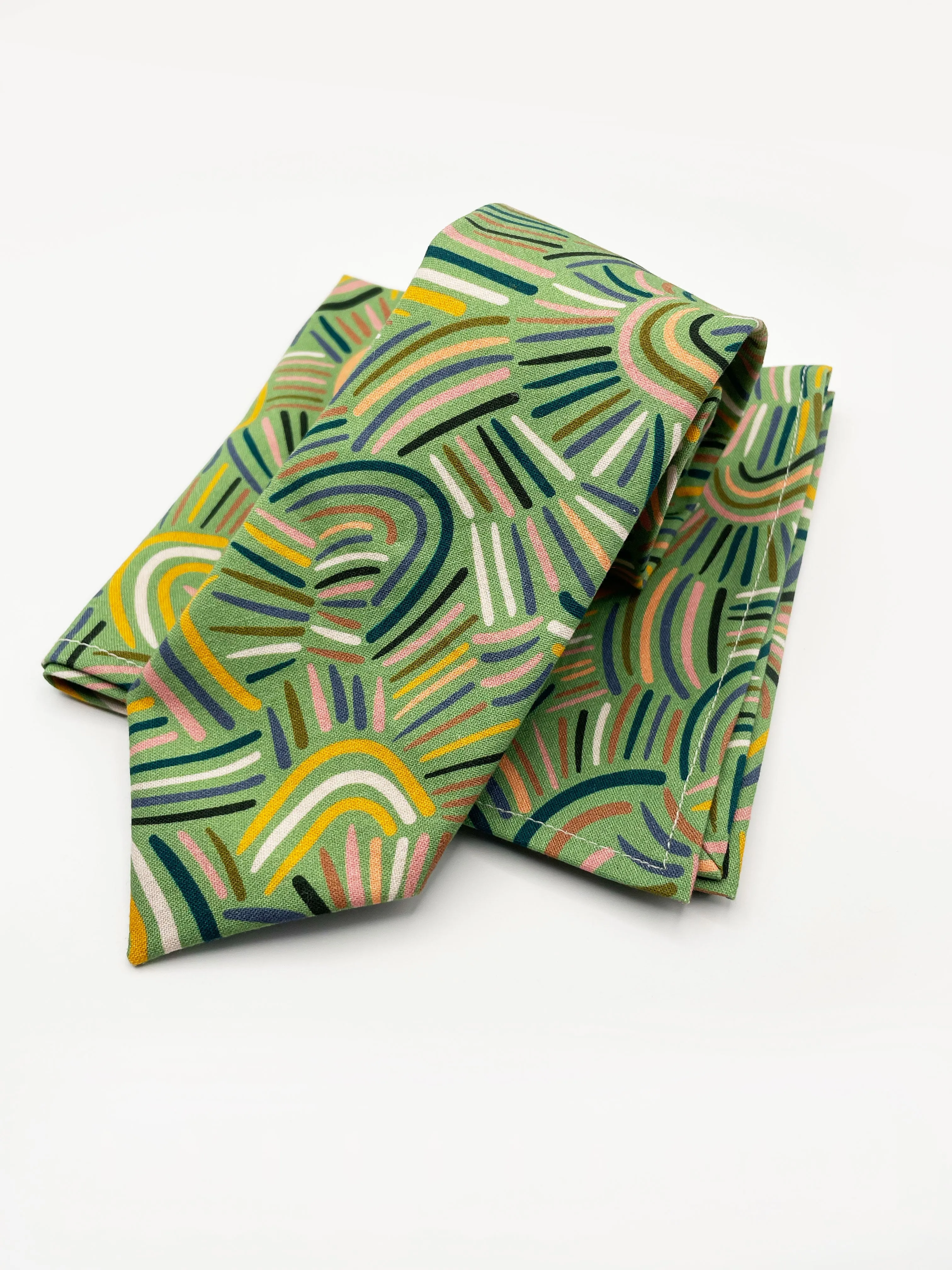 Green Desert Rain Necktie - Abstract Green Boho Men's Necktie