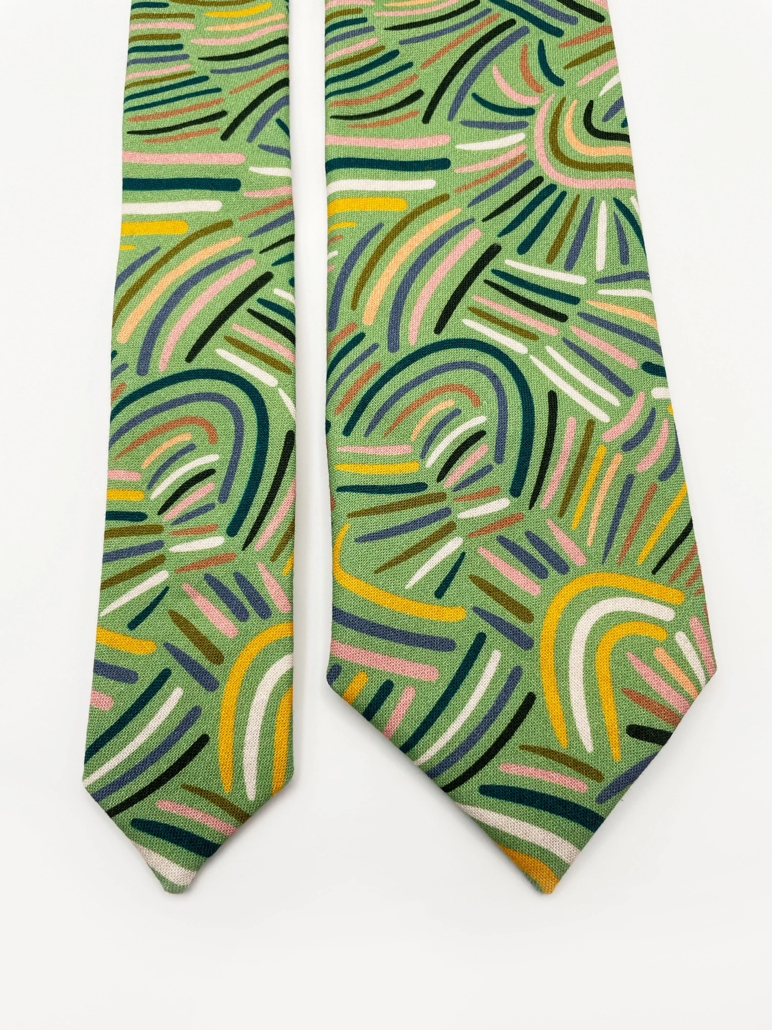 Green Desert Rain Necktie - Abstract Green Boho Men's Necktie