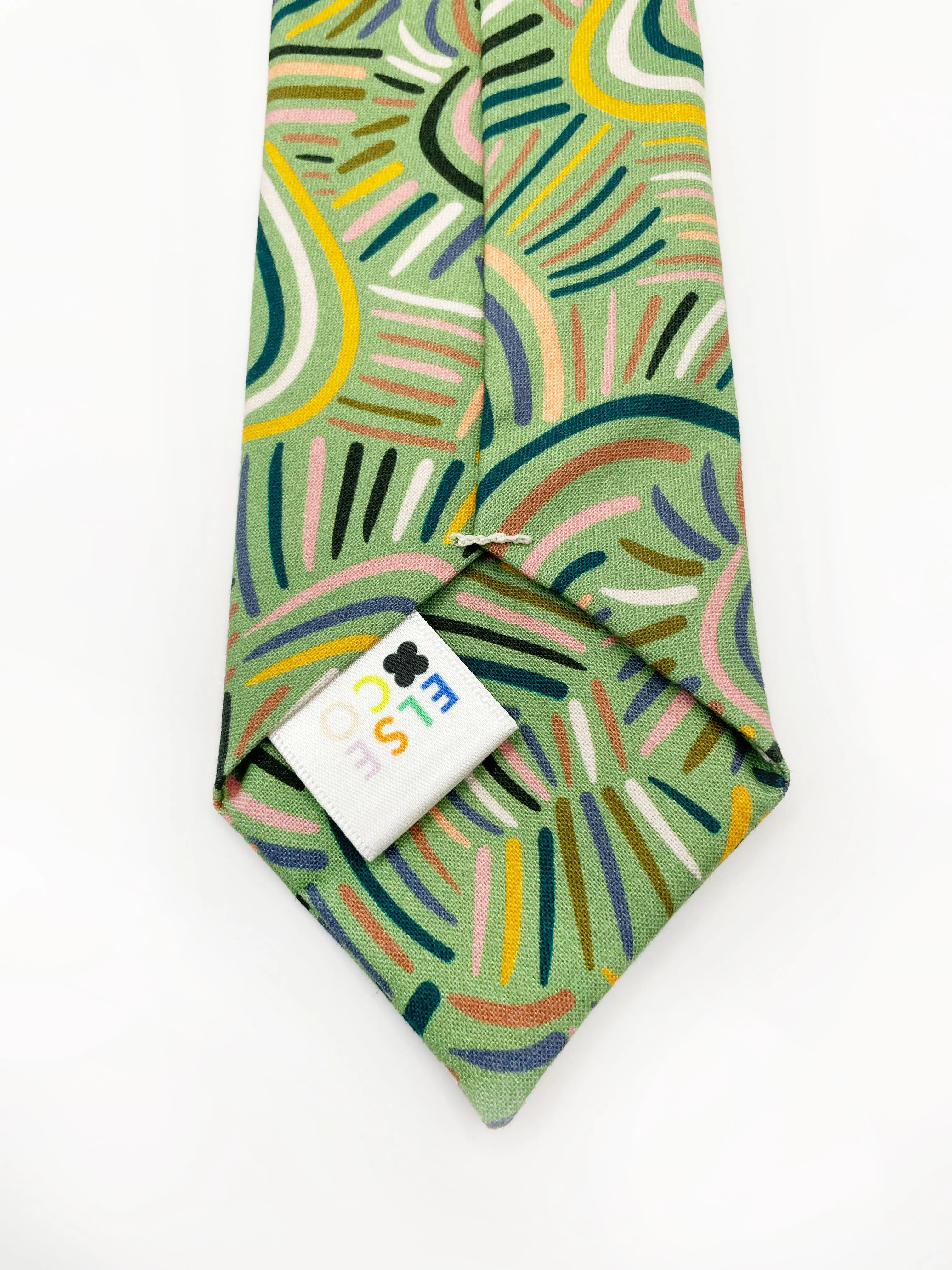 Green Desert Rain Necktie - Abstract Green Boho Men's Necktie