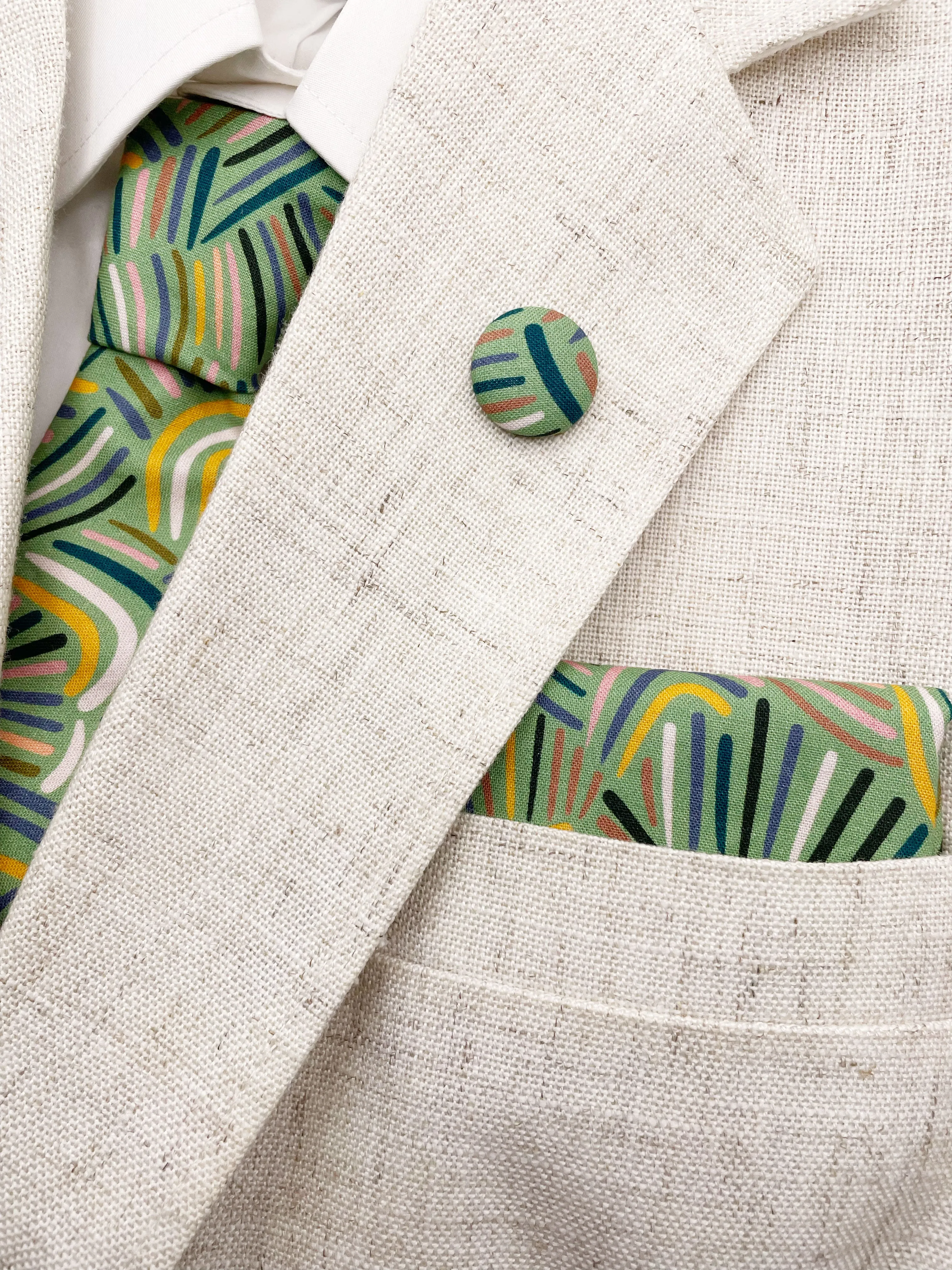 Green Desert Rain Necktie - Abstract Green Boho Men's Necktie