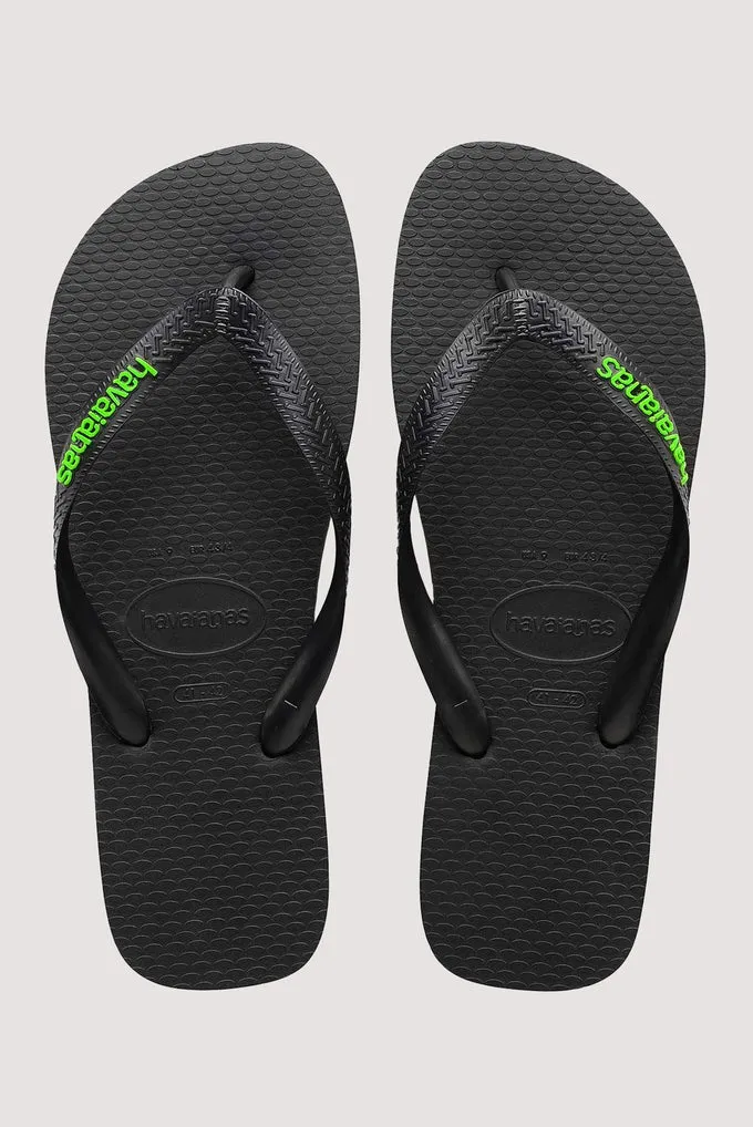 HAVAIANAS LOGO FILETE - BLACK/NEON GREEN