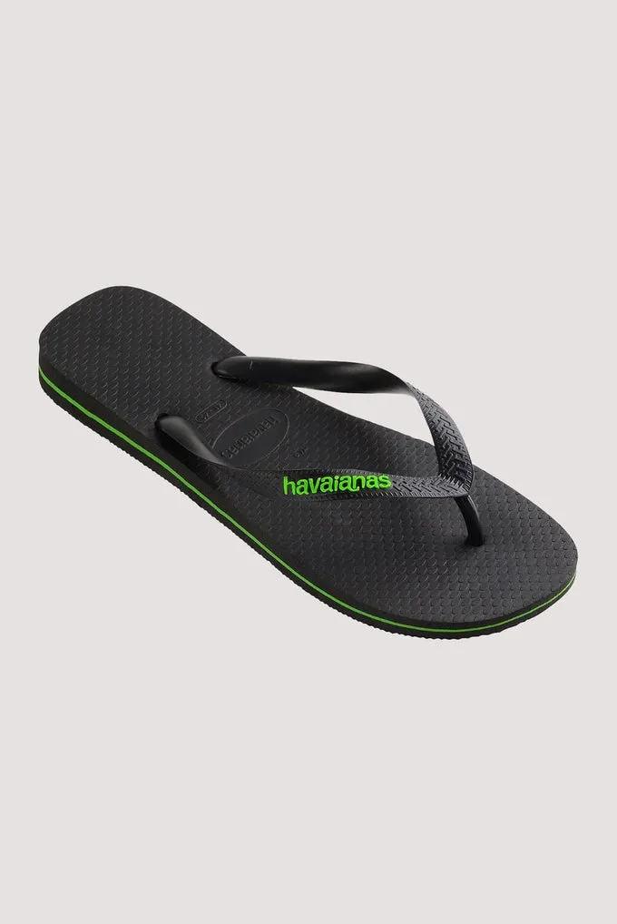 HAVAIANAS LOGO FILETE - BLACK/NEON GREEN