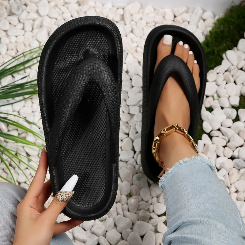 Joskaa  Flip Flops Women Thick Bottom Human Character Drag Summer Home Bath Summer Sandy Shoes