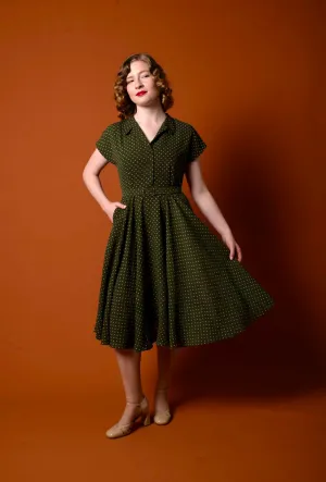 Manette Green & Cream Dots Dress