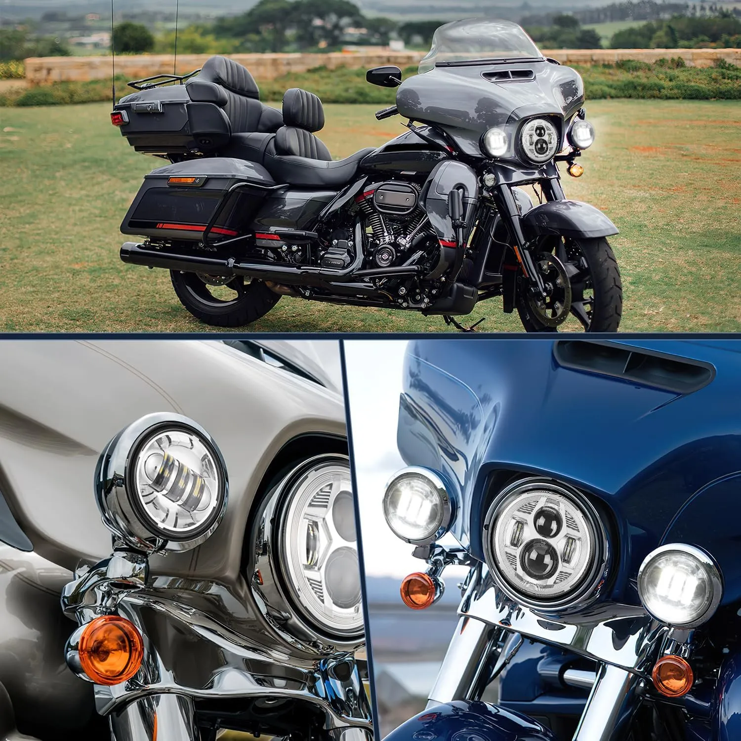 Motorcycle 4.5Inch Chrome LED Fog Lights 2Pcs