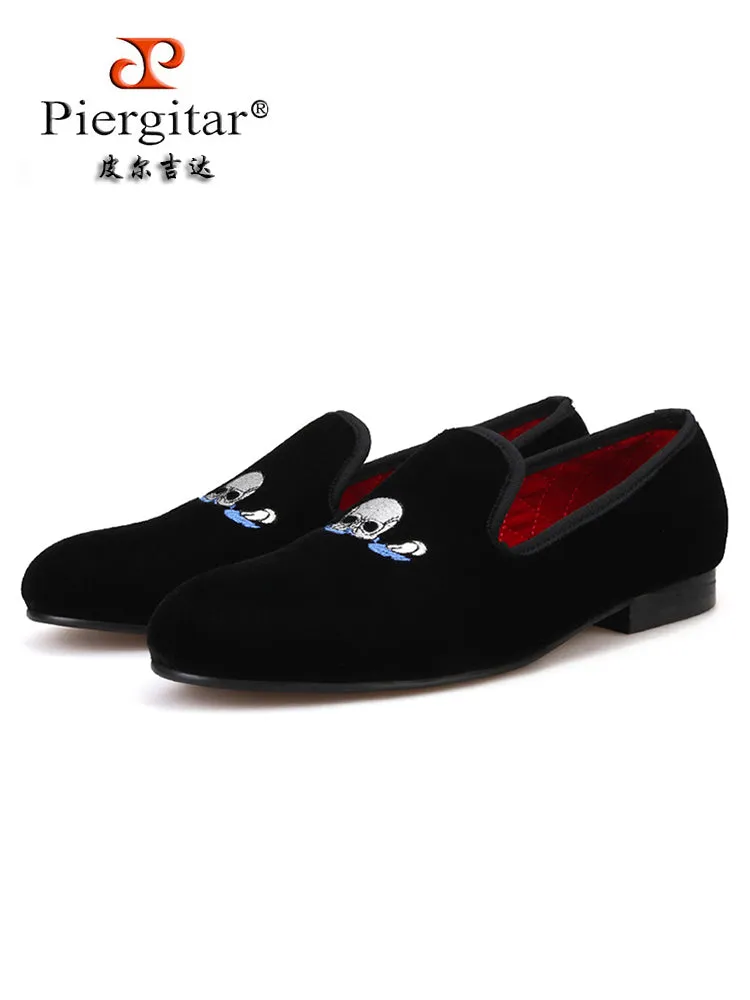 New autumn velvet personalized skull loafers from big brands, British European version, large size casual men's shoes