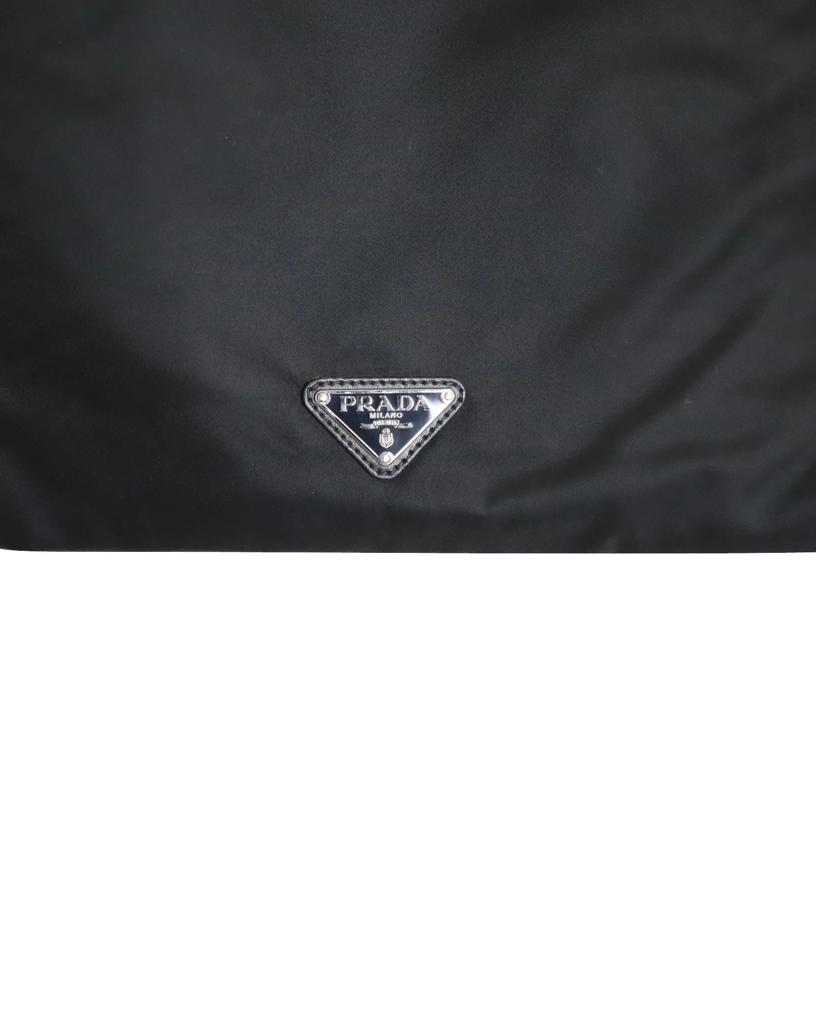 Prada Mermaid Detail Shoulder Bag in Black Nylon