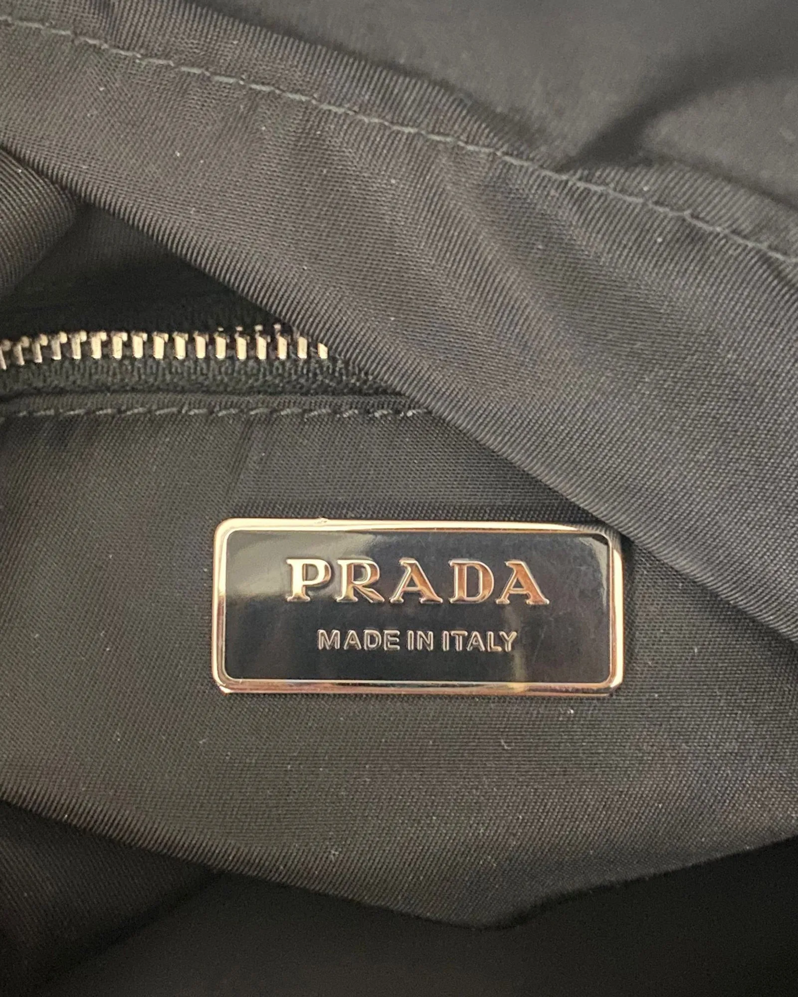 Prada Mermaid Detail Shoulder Bag in Black Nylon