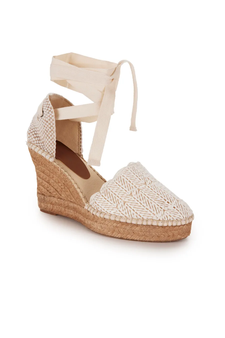 Purl Espadrille Wedge White