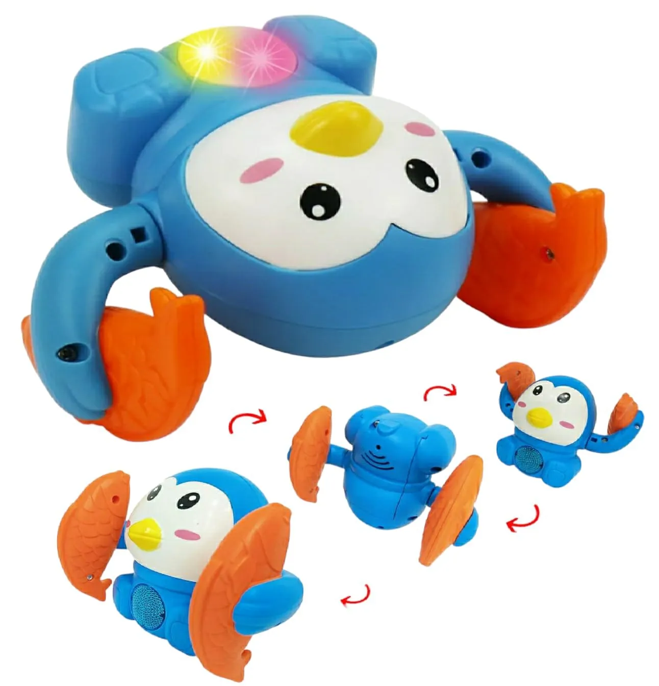Umadiya Tumbling Penguin Crawling Musical Toys for Kids with 360°Spinning & Rolling, Music, Light, Sensor Control | Dancing Penguin Sound Baby Toys 6-12 Months Boy Girl - Multicolor